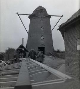 Construction of new, Semi-Dekker sails at Moulin de St Arnould, Steenvoorde, Terdeghem, Nord, France