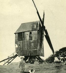 The miller? (Oswald Cordier) and his dog? (Yerli) at the Moulin de Saint-Maxent, Somme, France