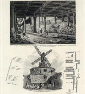 Engraving of Maid Lane Mill, Southwark