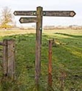 Footpaths sign adjoining Bowman's Mill, Astwick