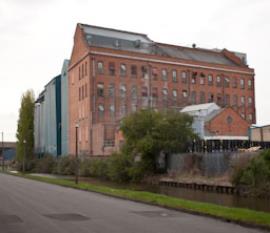 Albion Mills, Worksop from canal-side