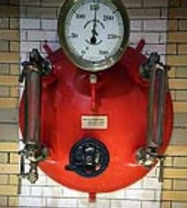Pressure gauge and water glasses, Solway Mills, Silloth
