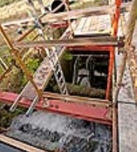 View down into waterwheel pit, Bowman's Mill, Astwick