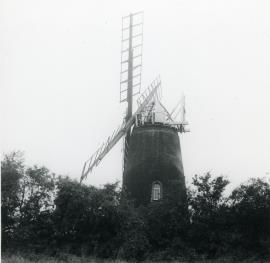 Tower mill, Over - exterior during restoration work on the cap