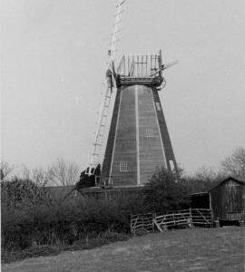 View of mill and surrounding area, smock mill, West Kingsdown