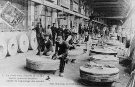 Millstone makers at factory, La Ferte-sous-Jouarre, France