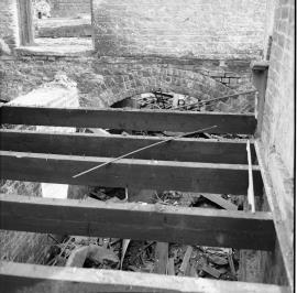 Unidentified watermill remains after a fire