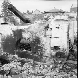 Unidentified watermill remains after a fire