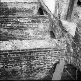 Unidentified watermill remains after a fire