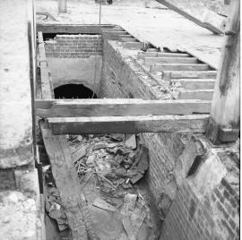 Unidentified watermill remains after a fire