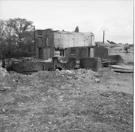 Unidentified watermill remains after a fire