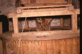 Allum Bridge Mill, Birdsgreen, Alverley - close up of stone fittings on the pair of stones driven by the countergears