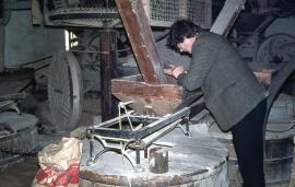 Botley Mill, examining the grain and millling