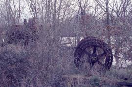 Watermill, Pershore - diesel engine (left), turbine shaft (right)
