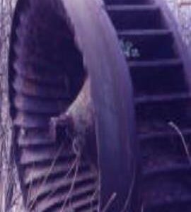 Watermill, Pershore - water turbine rotor left on site after fire