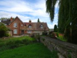 Wickhamford Mill, Wickhamford - mill and house from south west, with sluicegates across the mill race