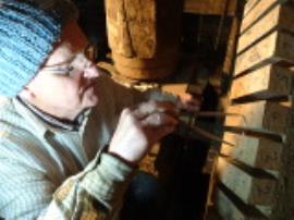 Wickhamford Mill, Wickhamford - John Bedington marking out new pit wheel cogs