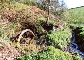 Waterwheel below dam of reservoir, Talybont-on-Usk, Breconshire