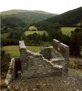 Wheelpit and house from upstream. 30'cx 3.5', stone breaker with 22" crushing rolls, Ysgubor-y-coed, Ystrad Einion, Cardiganshire