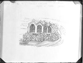 Early illustration showing three water wheels